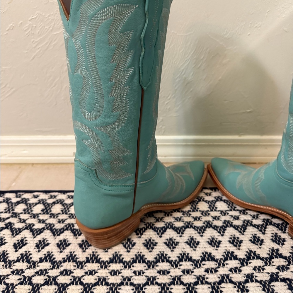 Lucchese 1883 6.5 Women's Turquoise Western Cowboy Boots - Picture 5 of 7